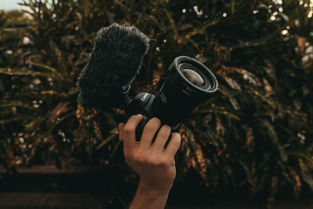 a hand holding a camera